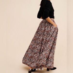 By Anthropologie Leopard Print bubble hem Maxi Skirt XS/S